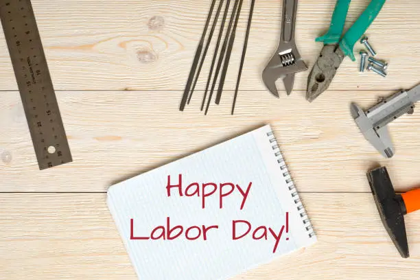 happy labor day, greetings with tools