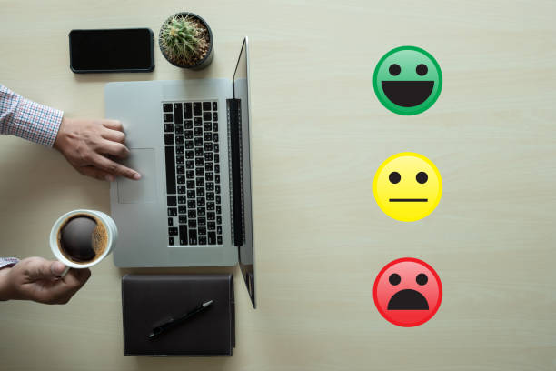 istock business man select happy on satisfaction evaluation? And good mood smiley 948834136