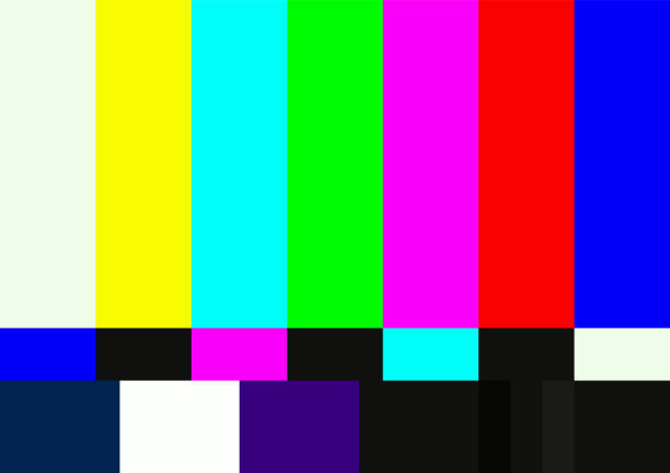 Television color test pattern Television color test pattern. SMPTE color bars vector illustration. television lines stock illustrations