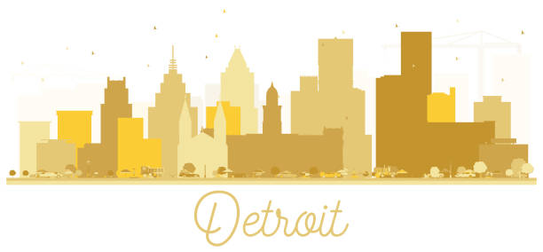 istock Detroit USA City Skyline Golden Silhouette. 948843730