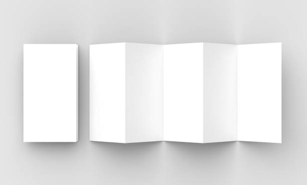 istock 10 page leaflet, 5 panel accordion fold vertical brochure mock up isolated on light gray background. 3D illustrating. 948856128