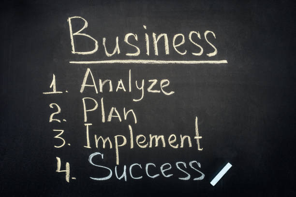 istock Business process stages inscription on dark chalkboard 948860202