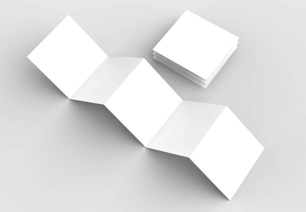 istock 10 page leaflet, 5 panel accordion fold square brochure mock up isolated on light gray background. 3D illustrating. 948863424