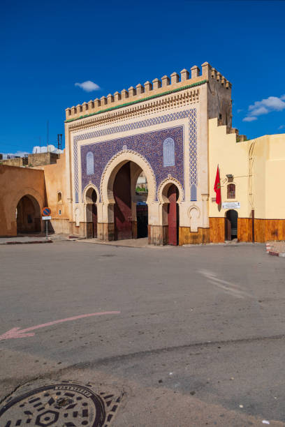 Bab Boujeloud Gate, Fez the main western entrance to the old city of Fez, Morocco bab boujeloud stock pictures, royalty-free photos & images