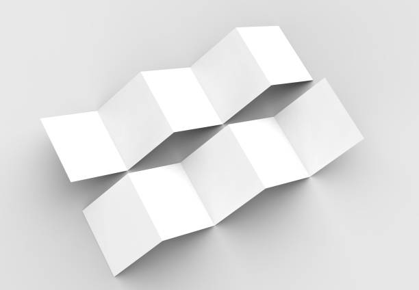 istock 10 page leaflet, 5 panel accordion fold square brochure mock up isolated on light gray background. 3D illustrating. 948863952