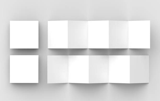 istock 10 page leaflet, 5 panel accordion fold square brochure mock up isolated on light gray background. 3D illustrating. 948864760
