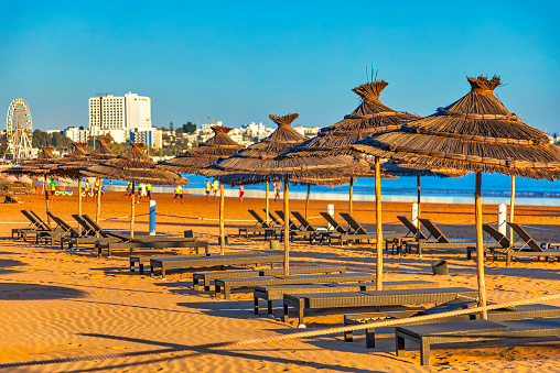 view of the Atlantic Ocean from the beach promenade of Agadir city
