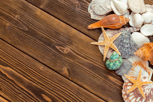 istock Beach accessories on wooden board 948879492