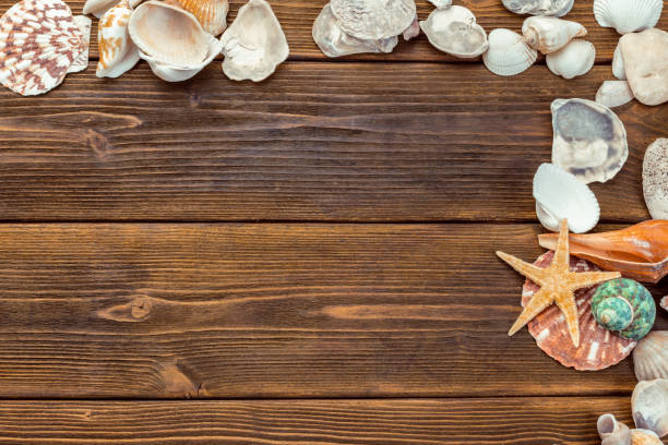 istock Beach accessories on wooden board 948879686