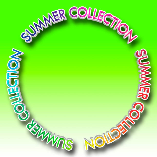 istock Stock Illustration - White Text: Summer Collection, Multi Colored top, 3D Illustration, Bright Against the Colored Gradient Green Background. 948881900