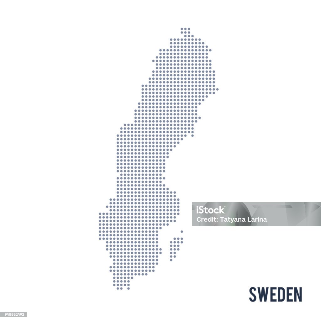 Vector dotted map of Sweden isolated on white background . Vector dotted map of Sweden isolated on white background . Travel vector illustration Sweden stock vector