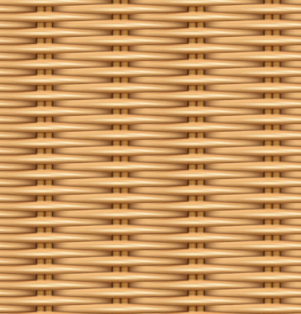 illustrazioni stock, clip art, cartoni animati e icone di tendenza di texture realistica del motivo senza cuciture del rattan intrecciato. - seamless bamboo backgrounds textured