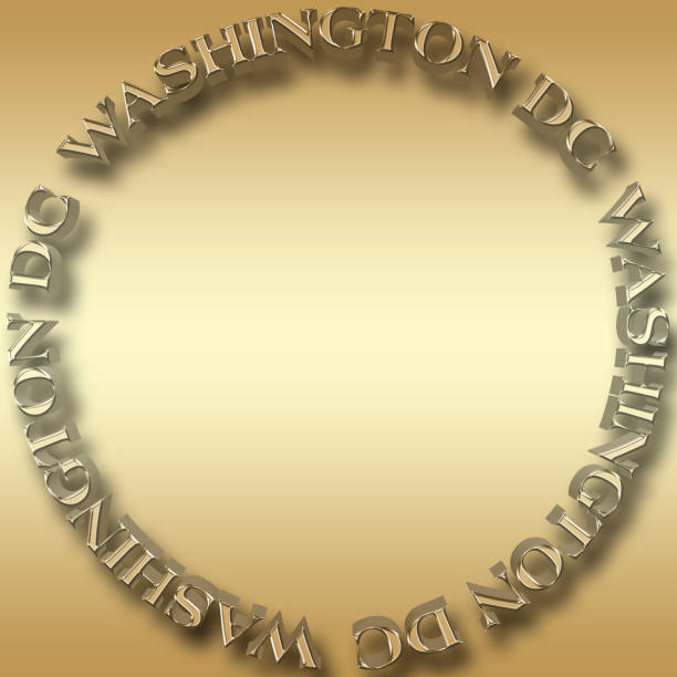 istock Stock Illustration - Golden Text: Washington DC, 3D Illustration. 948891752