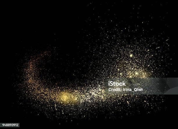 Gold Space Comet Tail Stock Illustration - Download Image Now - Gold - Metal, Glittering, Gold Colored