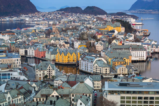 istock Beautiful Alesund town in Norway at dawn 948898258