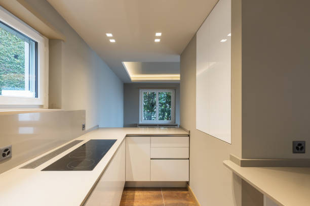 istock Kitchen with modern white furniture and latest generation appliances 948915156
