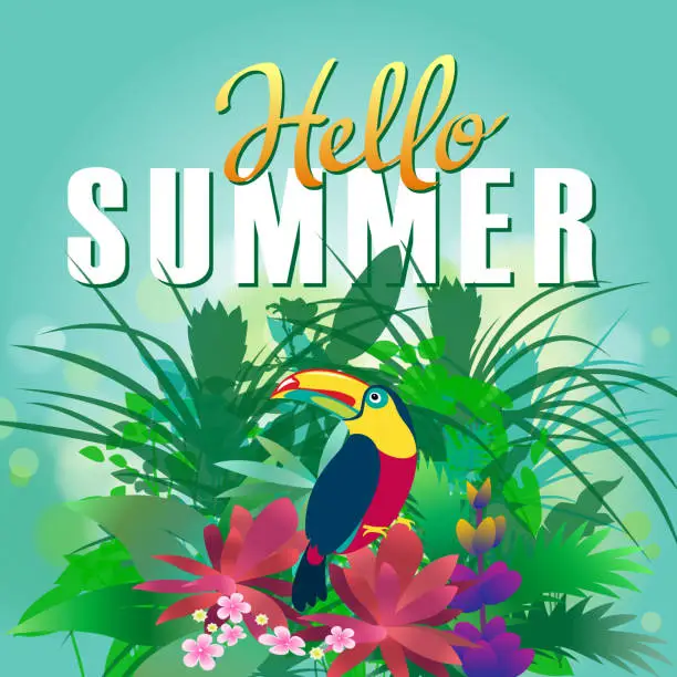 Vector illustration of Hello Summer Jungle