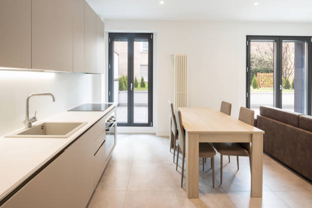 istock Open space with elegant kitchen and living room 948916824