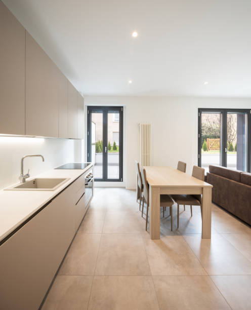 istock Open space with elegant kitchen and living room 948917106