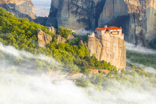 Great Monastery of Varlaam on the high rock in Meteora, Greece stock photo
