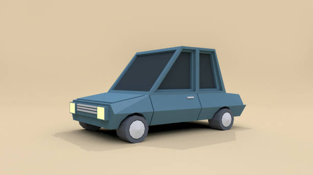 istock 3d blue car low poly cartoon style 3d rendering soft brown background 948919876