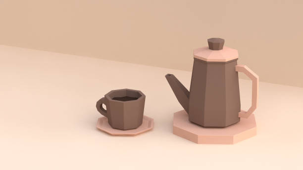 istock abstract 3d coffee cup and coffee pot low poly cartoon style 3d rendering cream background 948919946