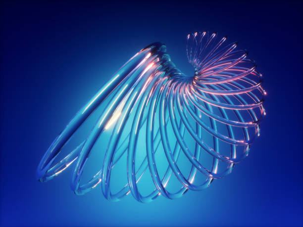 istock 3d render, abstract blue background, glass shape, spiral rings, isolated design element 948946834