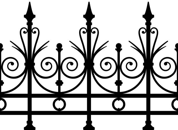 Wrought Iron Fence Seamless Art Deco Seamless wrought iron fence. wrought iron stock illustrations