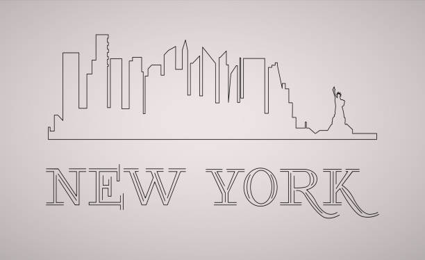 ilustrações de stock, clip art, desenhos animados e ícones de new york usa skyline and landmarks silhouette, black and white designю - brooklyn new york city bridge new york state