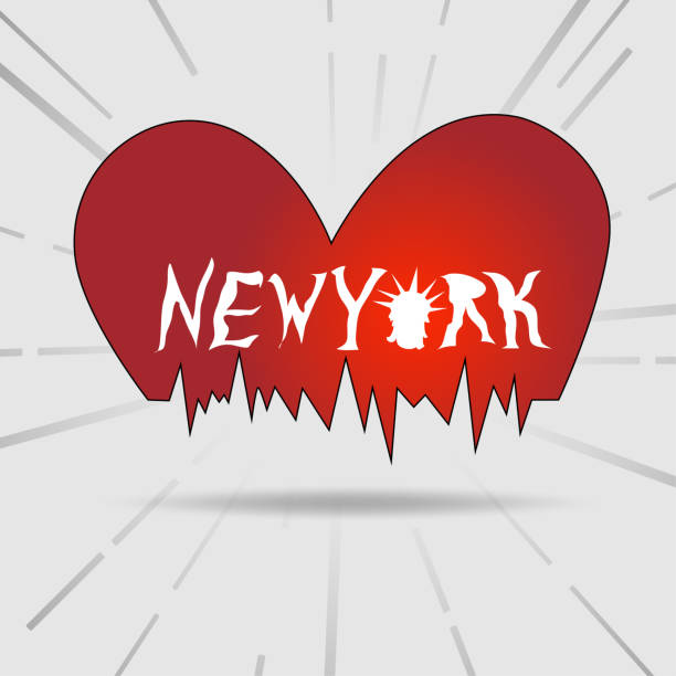 Typography slogan new york heart vintage with statue of liberty for t shirt printing, Graphic tee.vector illustration Typography slogan new york heart vintage with statue of liberty for t shirt printing, Graphic tee.vector illustration statue of liberty replica stock illustrations