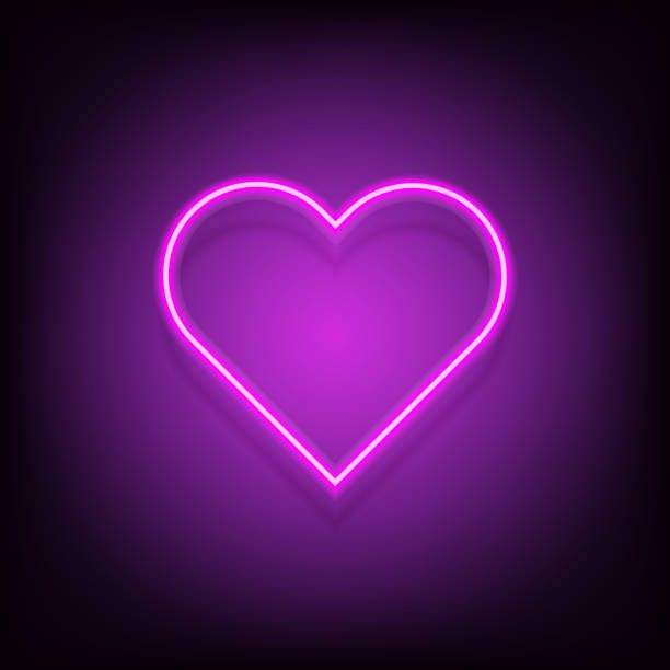 istock Neon heart vector glowing lamp valentine romance sign decoration love symbol. vintage retro banner, poster template design illusatration 948978880