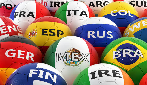 istock soccer balls colored in different national flag colors - 3D rendering 948981004