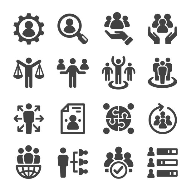 human resource icon human resource icon set icons stock illustrations