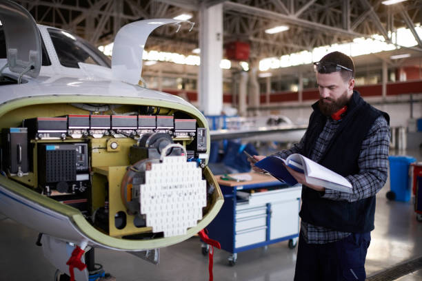 istock Aircraft mechanic in the hangar 948998434