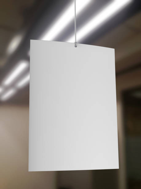istock Blank White Advertising ceiling dangler for design presentation . 3d render illustration. 948999406