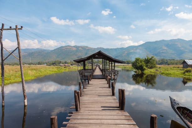 istock Inle Lake, Bridge at Mine Thauk village. 949005510