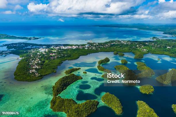 Streets Of Palau Koror And Coves Of Coral Reefs Stock Photo - Download Image Now - Palau, Micronesia, Island