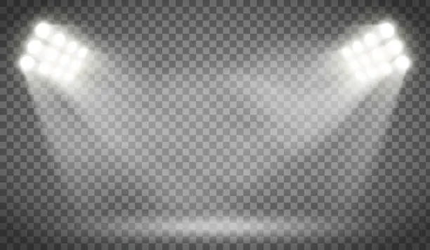 Vector illustration of Searchlight illuminates the blank backdrop
