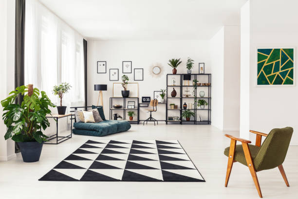 istock Geometric apartment interior with painting 949032186