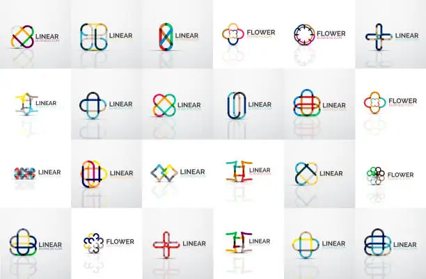 Vector illustration of Logo mega collection, abstract geometric business icons