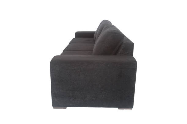 modern beige suede couch sofa isolated on white background stock photo