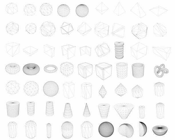 sekumpulan angka - tabung bentuk geometris ilustrasi stok