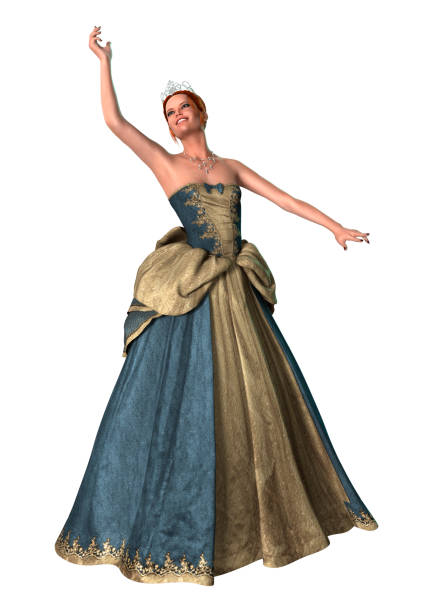 Digital render of a beautiful fairytale princess isolated on white background