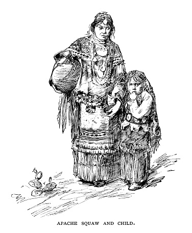 Apache squaw and child - Scanned 1887 Engraving