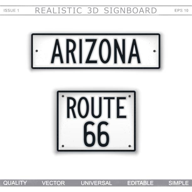 аризона. маршрут 66 - route 66 sign road thoroughfare stock illustrations