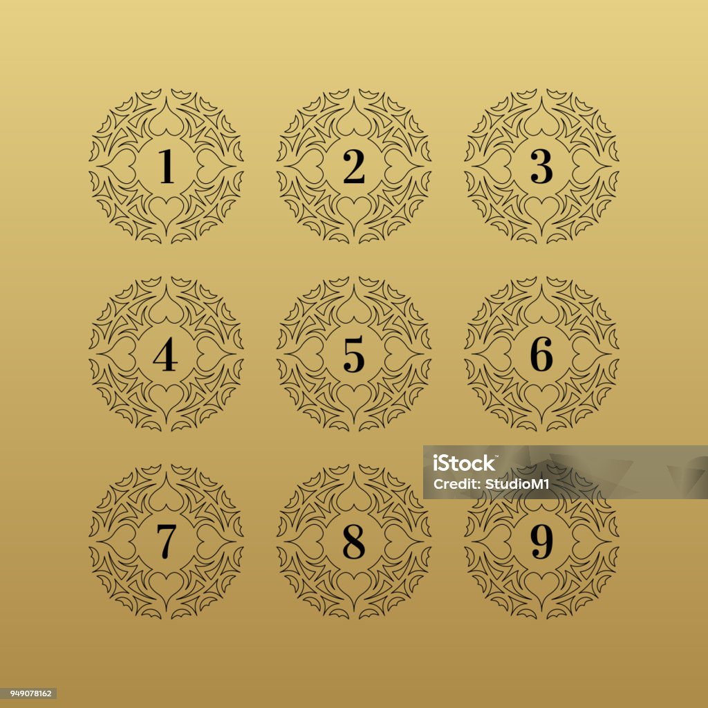 Numbers Sign With Frame Numbers Set Frames In Linear Style Design For Invitations Posters Stock ...