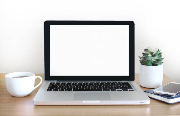 Blank laptop screen closeup