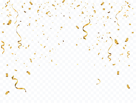 istock Celebration background template with confetti and gold ribbons. 949086994