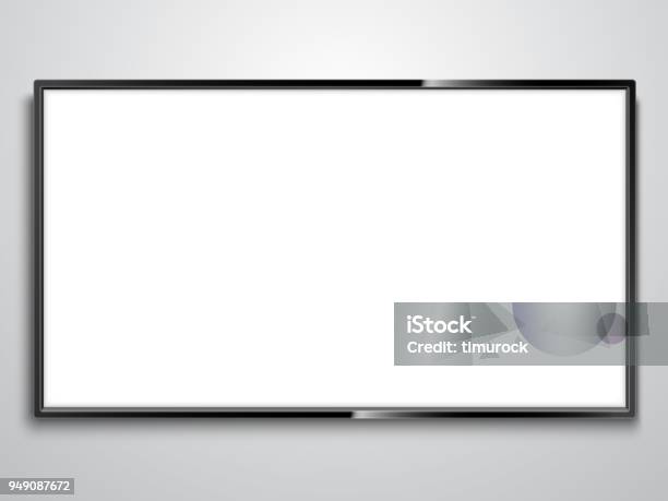White Screen Tv Stock Illustration - Download Image Now - Television Set, Television Industry, Computer Monitor