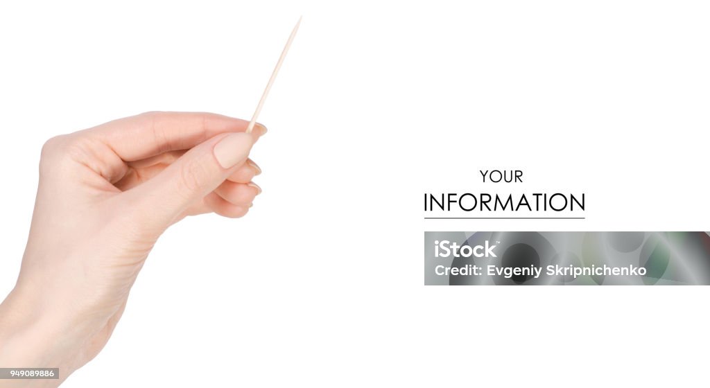 Toothpick in hand pattern Toothpick in hand pattern on white background isolation Holding Stock Photo